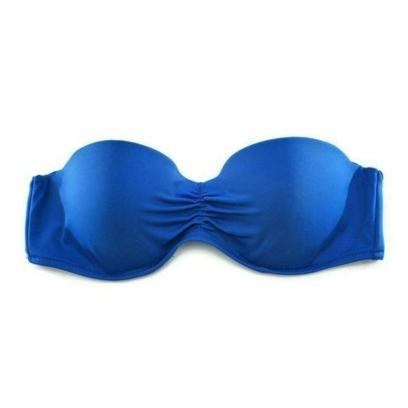 Victoria's Secret Other - Victorias Secret Womens Blue Strapless Swimsuit Top Sz 36B Padded Push Up Bikini